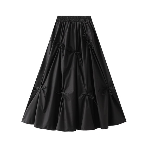 Mgmyaa Women's High Waisted A-Line Midi Skirt Solid Color Flowy Casual Skirt Vintage Style Elegant Skirt