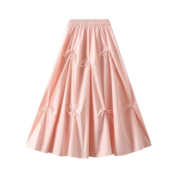 Mgmyaa Women's High Waisted A-Line Midi Skirt Solid Color Flowy Casual Skirt Vintage Style Elegant Skirt