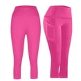 thumbnail image 1 of Mgmyaa Women's High Waisted Yoga Capris with Pockets Tummy Control Workout Athletic Running Capri Leggings Hot Pink XL, 1 of 6