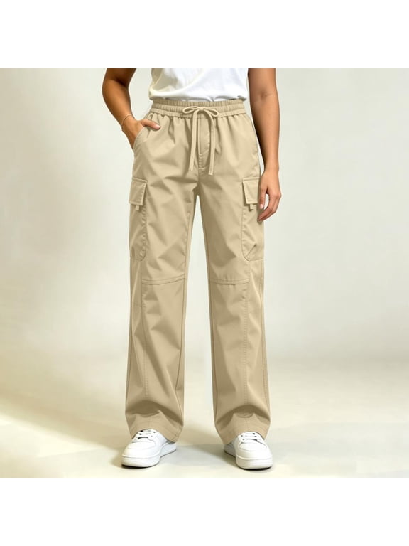 Women's Hiking Pants Waterproof Wind Resistant Straight Leg Multi-Pocket Relaxed Fit Outdoor Long Pants for Travel and Cold Weather