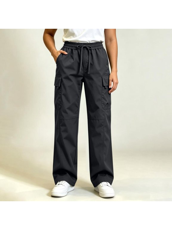 Women's Hiking Pants Waterproof Wind Resistant Straight Leg Multi-Pocket Relaxed Fit Outdoor Long Pants for Travel and Cold Weather