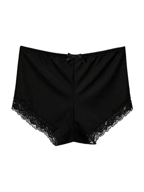 Women's Lace Stretchy Briefs Mid Waist Solid Color Panties with Bow Detail Cheeky Panties