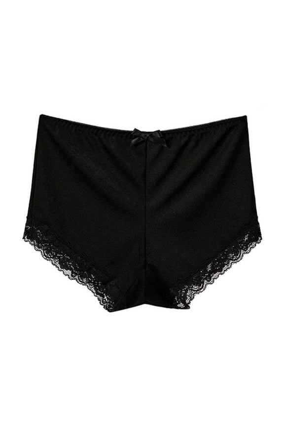 Women's Lace Stretchy Briefs Mid Waist Solid Color Panties with Bow Detail Cheeky Panties