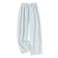thumbnail image 1 of Mgmyaa Women's Plaid Wide Leg Lounge Pants Drawstring Elastic Waist Loose Relaxed Full Length Casual Trousers with Cute Bow Tie Detail for Home Vacation and Daily Outings, 1 of 8