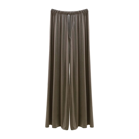 Mgmyaa Women's Wide Leg Culottes Full Length Elastic High Waist Comfortable Lounge Pants for Home Daily Vacation Wear