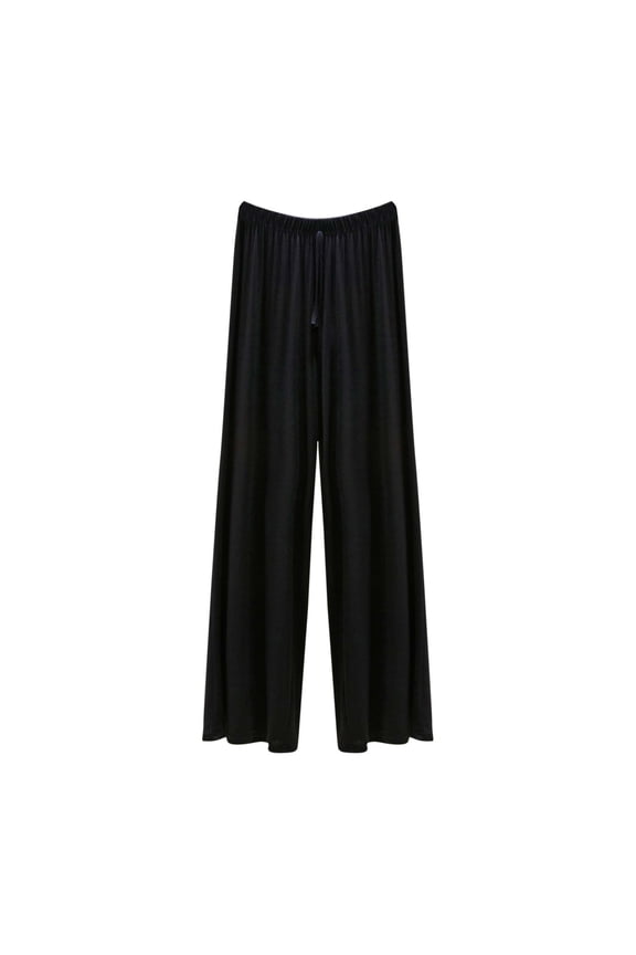 Women's Leisure Solid Elastic Waist Loose Relaxed Full Culottes