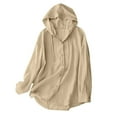 thumbnail image 1 of Mgmyaa Women's Lightweight Jacket Fashion Hooded Sunscreen Long Sleeve Cotton-Linen Button Air-Conditioning Shirt, 1 of 6
