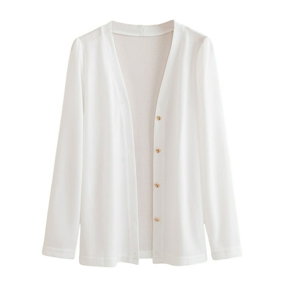 Mgmyaa Women's Lightweight Knit Cardigan Button Front Long Sleeve Open Front Casual Cover-Up for Office and Spring Wear