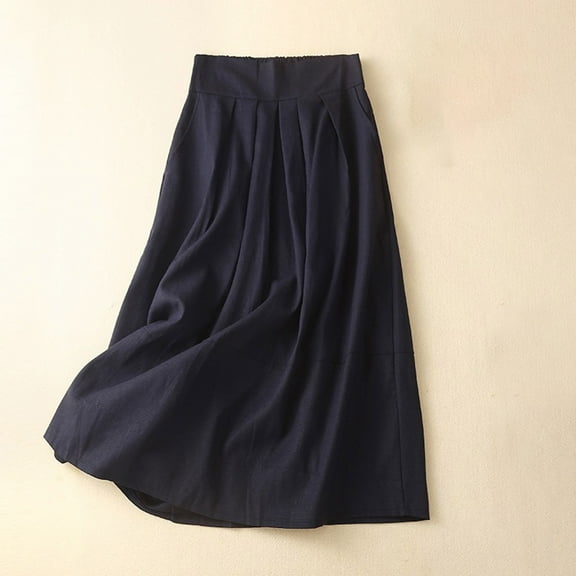 Mgmyaa Women's Linen Skirt Casual A-Line Flowy Boho Skirt Spring Summer Maxi Skirt