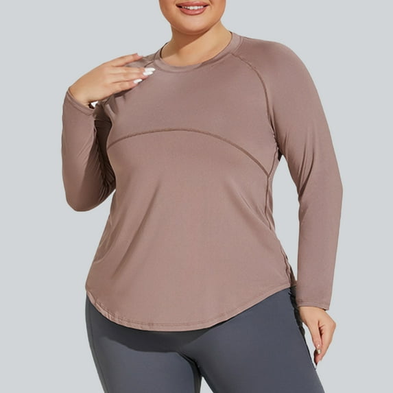 Mgmyaa Women's Long Sleeve Active Workout Top Breathable Hiking Fitness Shirt Moisture Wicking Performance Gym Apparel