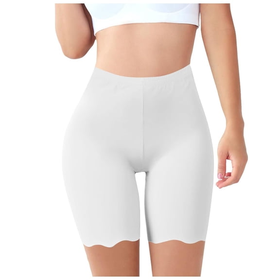Mgmyaa Women's Long Underwear Ice Silk Seamless Plus Size Shorts Leggings Yoga Shorts Workout Biker Shorts Slip Shorts for Women Under Dress