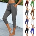 thumbnail image 1 of Mgmyaa Women's Loose Casual Straight Leg Palazzo Pants 7/8 Length Mid Waist Drawstring with Adjustable Waist and Exterior Pockets Relaxed Fit Soft Polyester Blend Trousers for Summer, 1 of 8