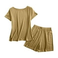 thumbnail image 1 of Mgmyaa Women's Loose Short Sleeve Tops and Short Pants Pajama Sets Two-Piece Modal Summer Sleepwear, 1 of 5