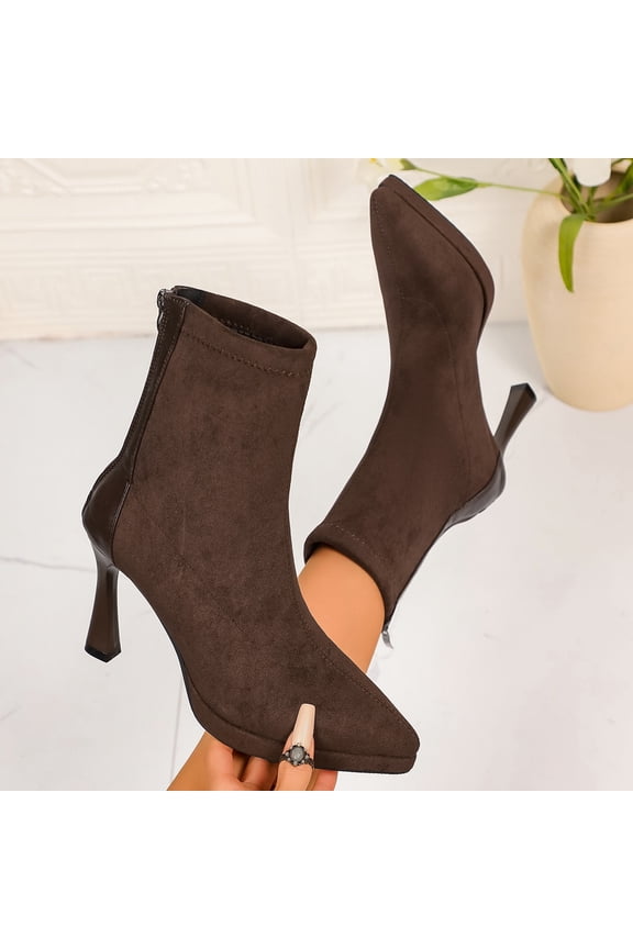 Women's Mid Calf Boots Fashionable Winter Comfortable Straight Shaft Low Block Heel Booties