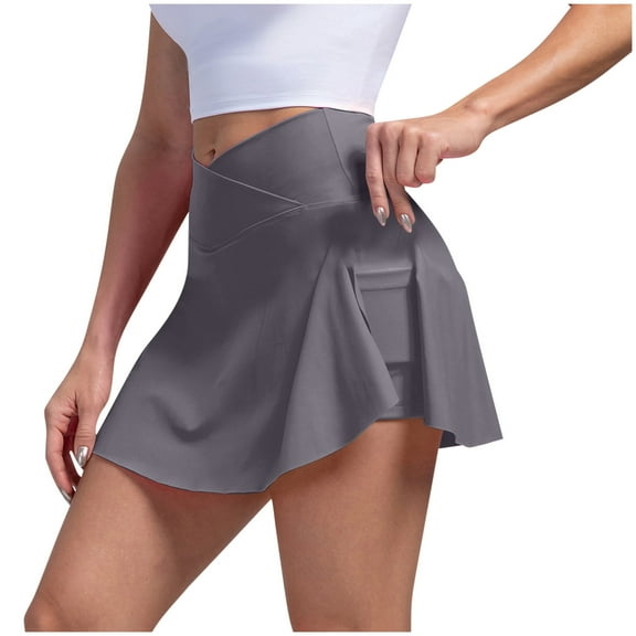 Mgmyaa Women's Mini Skorts Outdoor High Waisted Tennis Skirt Solid Color Pocket Yoga Skirt