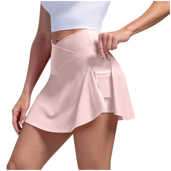 Mgmyaa Women's Mini Skorts Outdoor High Waisted Tennis Skirt Solid Color Pocket Yoga Skirt