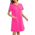 thumbnail image 1 of Mgmyaa Women's Nightgowns Short Sleeve Crew Neck Above-the-Knee Length Sleep Dresses Zip Sleepshirts with Pokets Loose Pajamas, 1 of 8