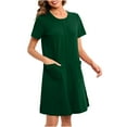 thumbnail image 1 of Mgmyaa Women's Nightgowns Short Sleeve Crew Neck Above-the-Knee Length Sleep Dresses Zip Sleepshirts with Pokets Loose Pajamas, 1 of 8