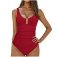 thumbnail image 1 of Mgmyaa Women's One Piece Swimsuit Tummy Control U Neck Backless Strap Bathing Suits Red M, 1 of 5