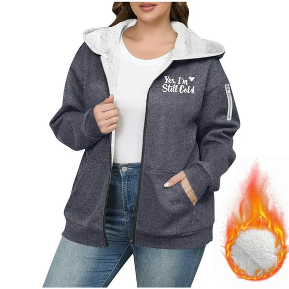 Mgmyaa Women's Oversized Fleece Hoodie Long Sleeve Plush Lined Zip Up Sweatshirt