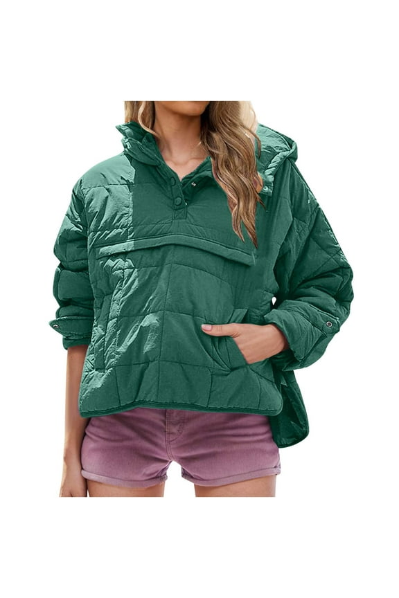Women's Oversized Hooded Winter Puffer Coat Lightweight Quilted Down Jacket Warm Cold Weather Parka Long Coat