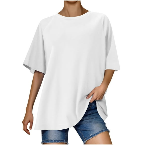 Mgmyaa Women's Oversized Short Sleeve T-Shirt Crew Neck Dolman Basic Pullover Shirt Blouses Loose Tops