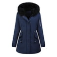 thumbnail image 1 of Mgmyaa Women's Parka Jacket Winter Long Sleeve Waist Bandage and Zipper Front Hooded Puffer Coat, 1 of 6