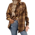 thumbnail image 1 of Mgmyaa Women's Plaid Button Down Shirt Jacket Pocket Long Sleeve Mid-Length Stretch Casual Top for Winter Office Daily Work Wear, 1 of 8