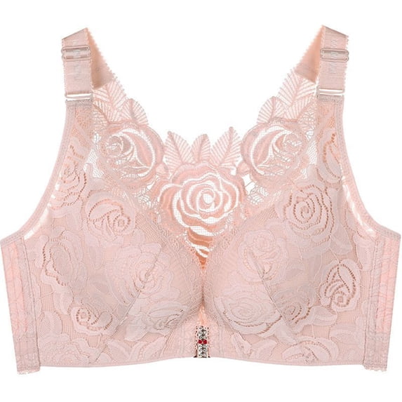 Mgmyaa Women's Plus Size Wireless Front Closure Full Cup Push-Up Bra for Full Support Lift and Anti-Sagging Comfortable Everyday Wear