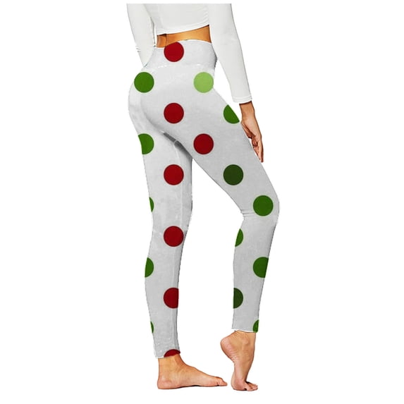 Mgmyaa Women's Polka Dot Print Yoga Leggings Adjustable Waist Stretchable Full Length