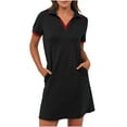 thumbnail image 1 of Mgmyaa Women's T-Shirt Dress Short Sleeve V Neck Casual Summer Tennis Golf Mini Shirt Dress with Pockets, 1 of 8
