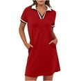 thumbnail image 1 of Mgmyaa Women's T-Shirt Dress Short Sleeve V Neck Casual Summer Tennis Golf Mini Shirt Dress with Pockets, 1 of 8