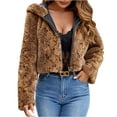 thumbnail image 1 of Mgmyaa Women's Printed Hooded Faux Fur Coat Jacket Winter Leopard Pattern Short Pile Outerwear, 1 of 8