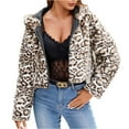 thumbnail image 1 of Mgmyaa Women's Printed Hooded Faux Fur Coat Jacket Winter Leopard Pattern Short Pile Outerwear, 1 of 8