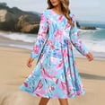 thumbnail image 1 of Mgmyaa Women's Printed Long Sleeve A-Line Dress Round Neck Pocket Casual Loose Fit Midi Holiday Dress, 1 of 6