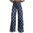 thumbnail image 1 of Mgmyaa Women's Printed Pants Zipper Button Closure with Side Pockets Relaxed Fit Casual Palazzo for Daily Fashion Look, 1 of 6