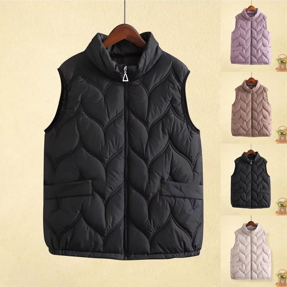 Mgmyaa Women's Quilted Puffer Vest Sleeveless Stand Collar Zip Up Casual Winter Outerwear with Pockets