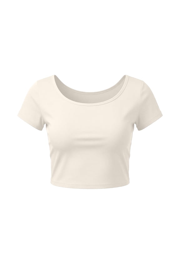 Women's Regular Fit Solid Color Crew Neck Short Sleeve Mini Crop Top Blouse Casual Summer Cropped Tee for Women