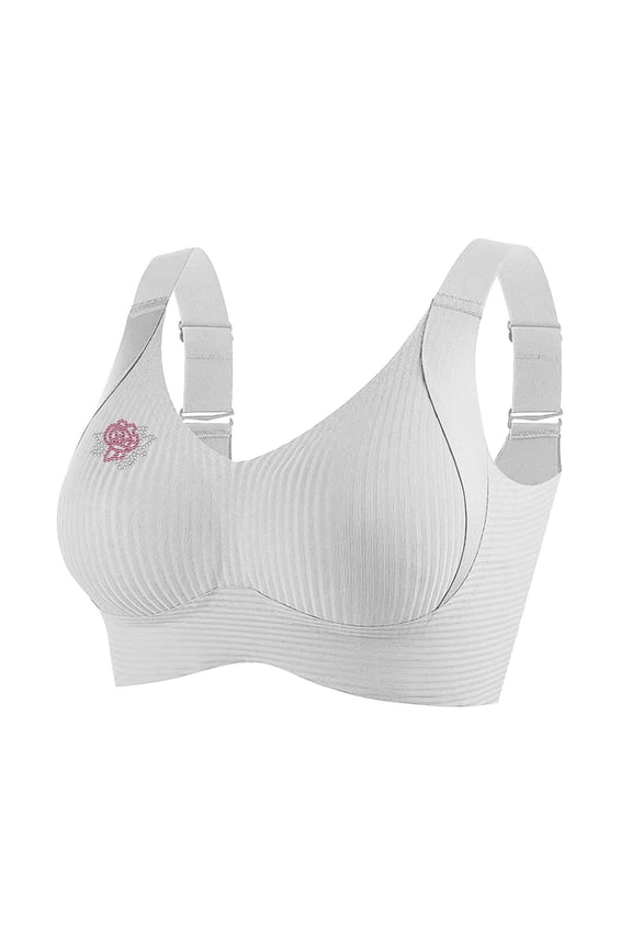 Women's Rhinestone T-Shirt Wireless Bra Soft Stretchy Standard Straps Hook & Eye Closure for Everyday Casual Wear Solid Color