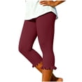 thumbnail image 1 of Mgmyaa Women's Ruffle Hem Capri Leggings High Waisted with Pockets 4-Way Stretch Summer Yoga Pants for Active, 1 of 9