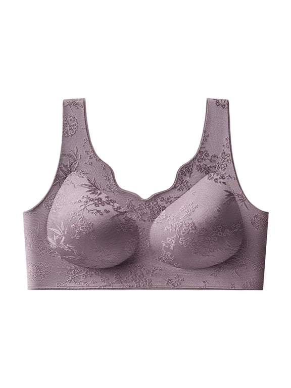 Women's Ruffle Trim V-Neck Bralette Seamless Wireless Everyday Bras