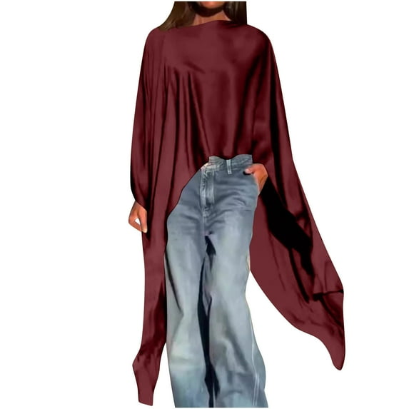 Mgmyaa Women's Satin Flowly Cardigan - Loose Fit Long Sleeve Tops for Women