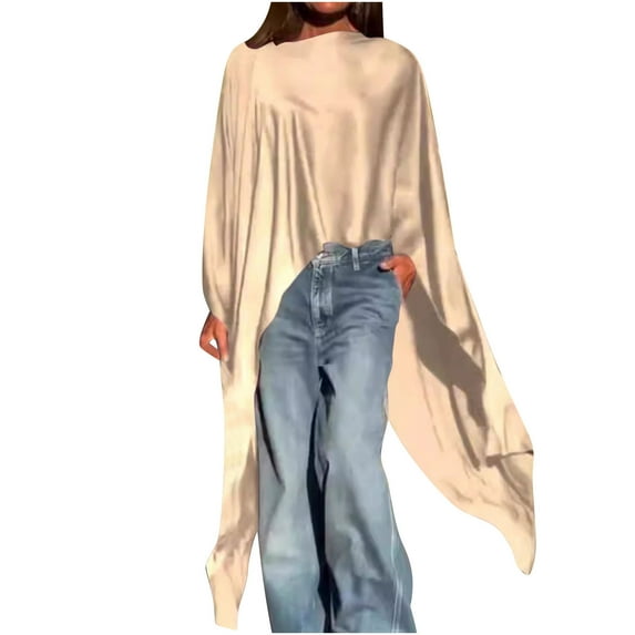 Mgmyaa Women's Satin Flowly Cardigan - Loose Fit Long Sleeve Tops for Women