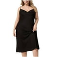 thumbnail image 1 of Mgmyaa Women's Satin Spaghetti Straps Long Nightgown Plus Size Sleepshirt Sleeveless Sleepwear Home Lounge Dress Sleep Tanks, 1 of 4