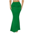 thumbnail image 1 of Mgmyaa Women's Sheath Skirts Summer Casual Solid Fold Elastic Waist Long Pencil Skirt, 1 of 5