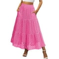 thumbnail image 1 of Mgmyaa Women's Skirts Tiered Maxi Skirts Eyelet Smocked Tiered A Line Flowy Elastic Waist Long Skirt, 1 of 8