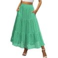 thumbnail image 1 of Mgmyaa Women's Skirts Tiered Maxi Skirts Eyelet Smocked Tiered A Line Flowy Elastic Waist Long Skirt, 1 of 8