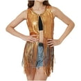 thumbnail image 1 of Mgmyaa Women's Sleeveless Vest Tassel Trim Metallic Thread Cardigan Casual Open Front Jacket, 1 of 3