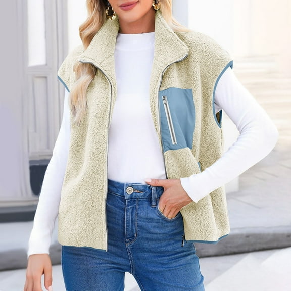 Mgmyaa Women's Sleeveless Zip Up Vest Jacket Warm Outerwear with Pockets Fall Winter Casual Wear for Outdoor Fleece Vest