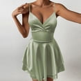 thumbnail image 1 of Mgmyaa Women's Slip Dress Spring Summer Pleated Casual Deep V-Neck Sleeveless Backless Spaghetti Straps Mini Dress, 1 of 6